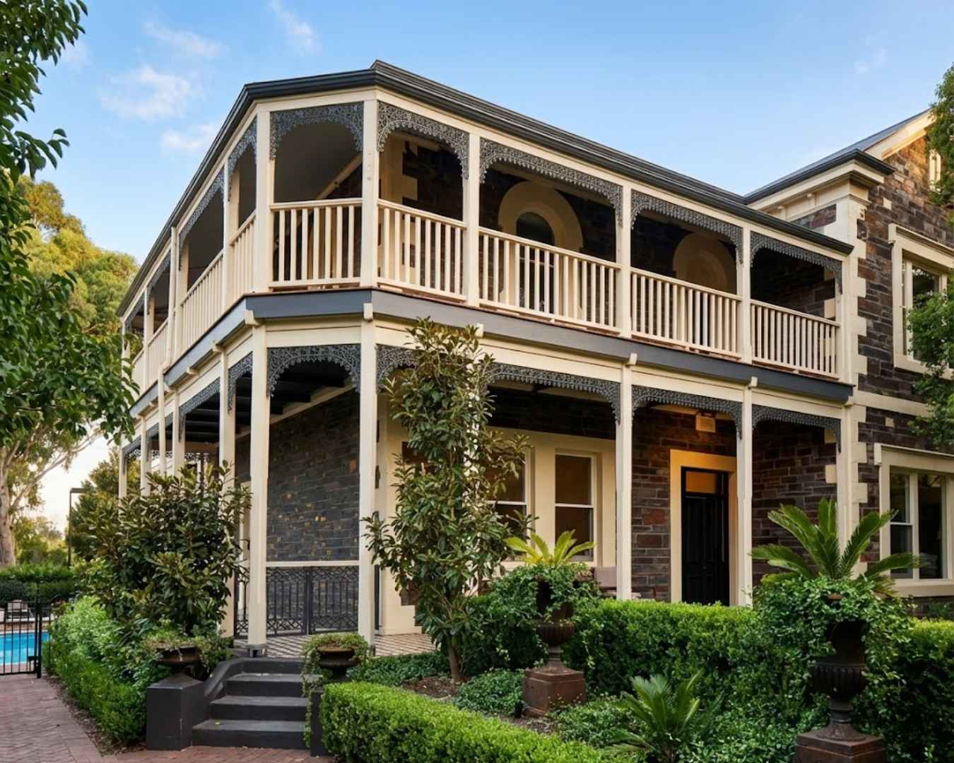 Completed restoration of 1920s sandstone villa in Adelaide showing original features with modern updates
