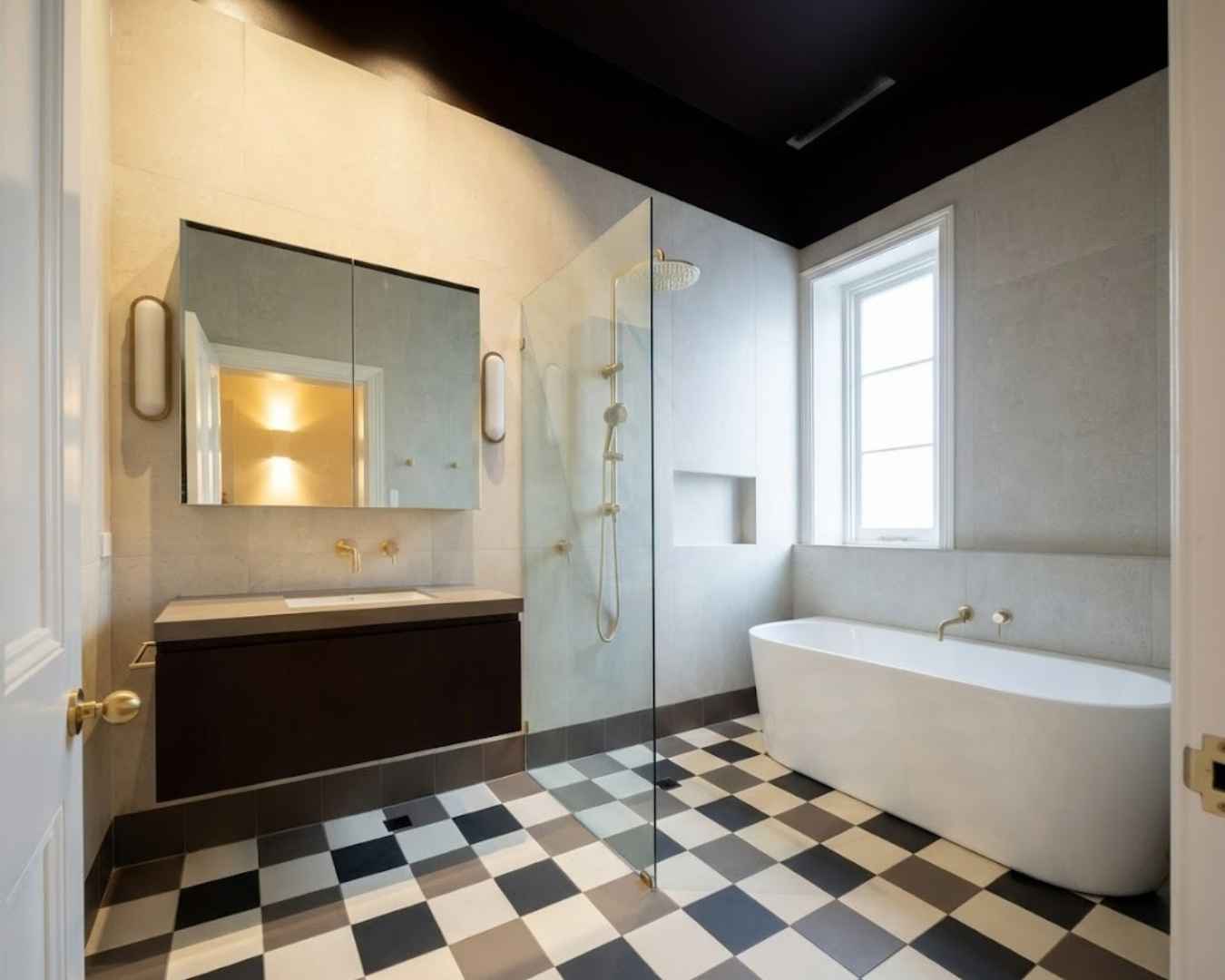 Completed modern bathroom renovation in Nailsworth with premium fixtures and finishes