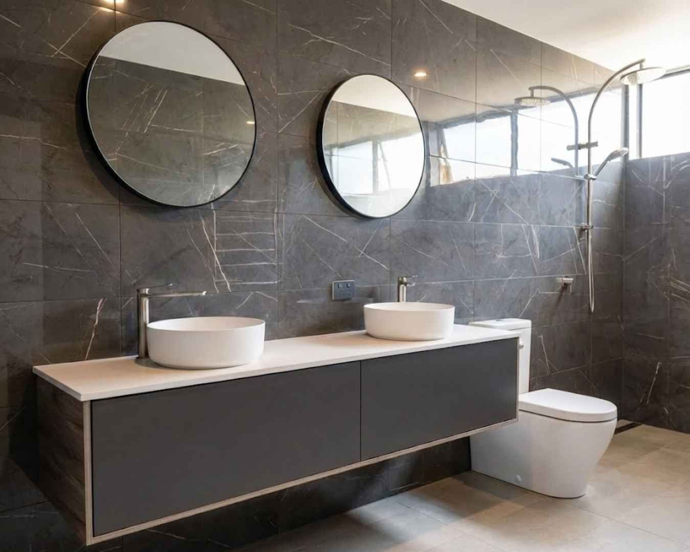 Completed premium bathroom renovation in North Street, Adelaide with luxury fixtures