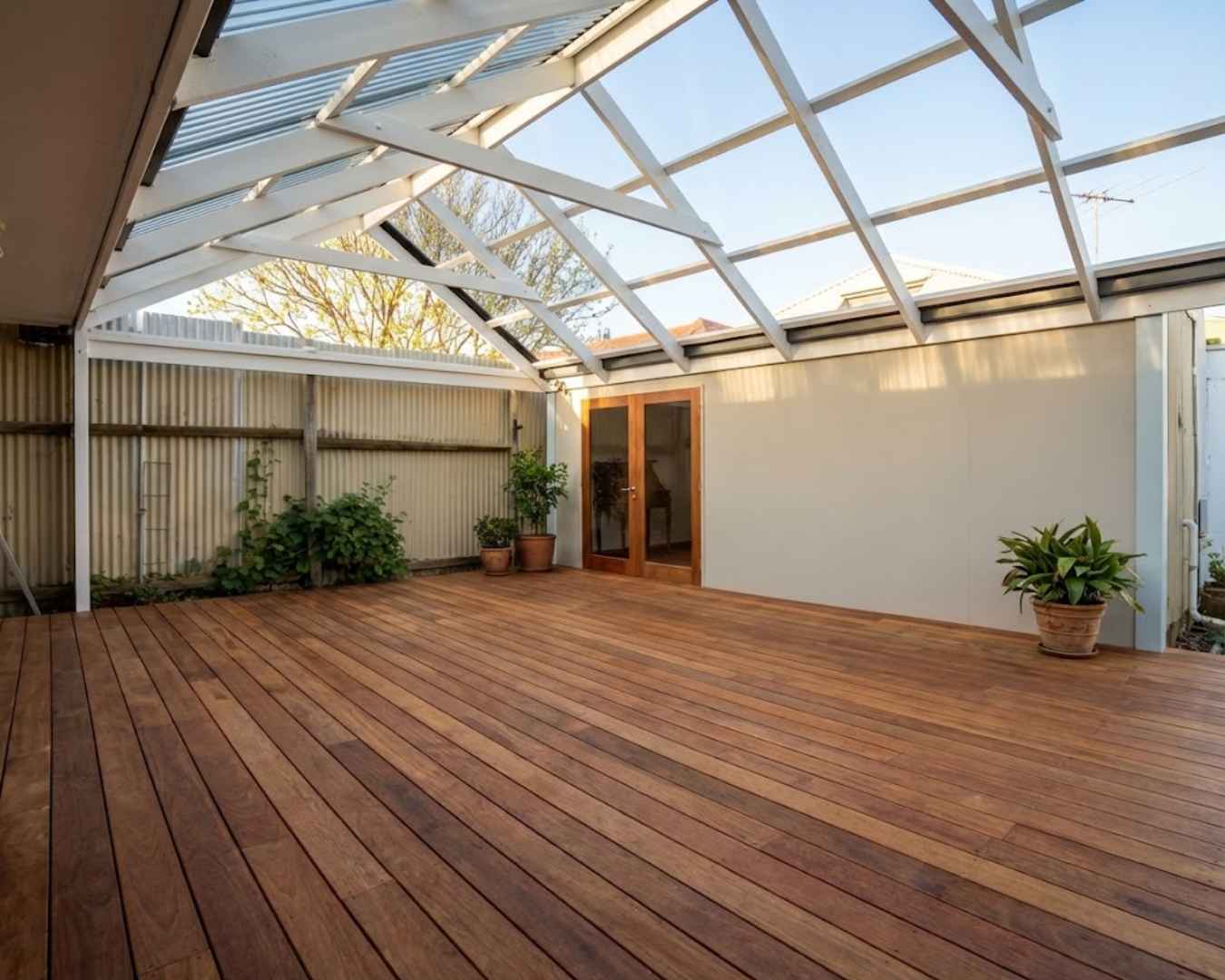 Completed spotted gum timber deck installation in Malvern, Adelaide